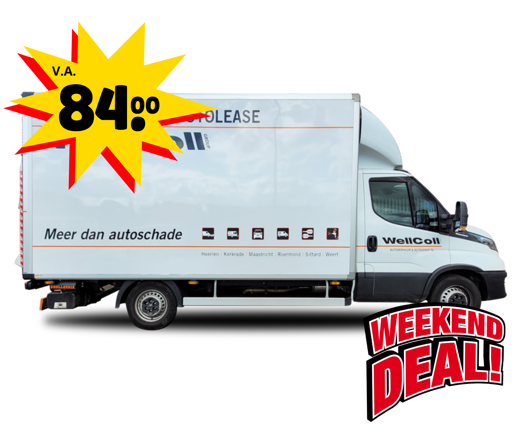 Bakwagen huren bij WellColl Verhuur – perfect voor verhuizingen en grote ladingen. Profiteer van onze voordelige weekend deal in Limburg.