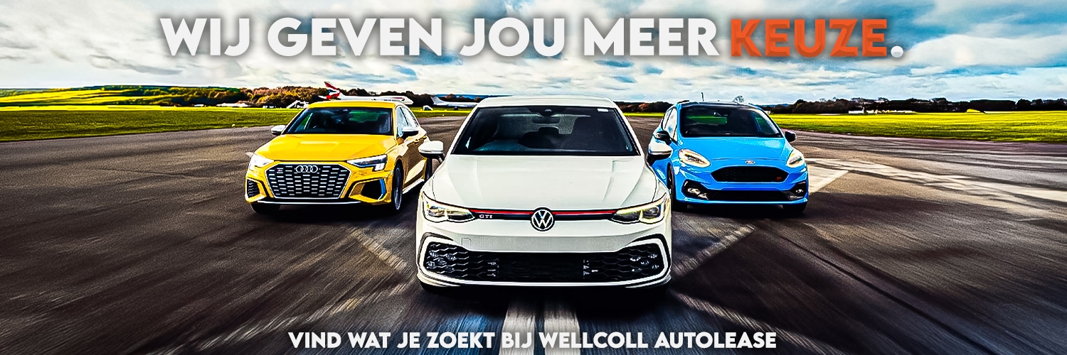 Banner van WellColl Autolease met een gevarieerd aanbod van leaseauto’s voor ondernemers en particulieren in Limburg.